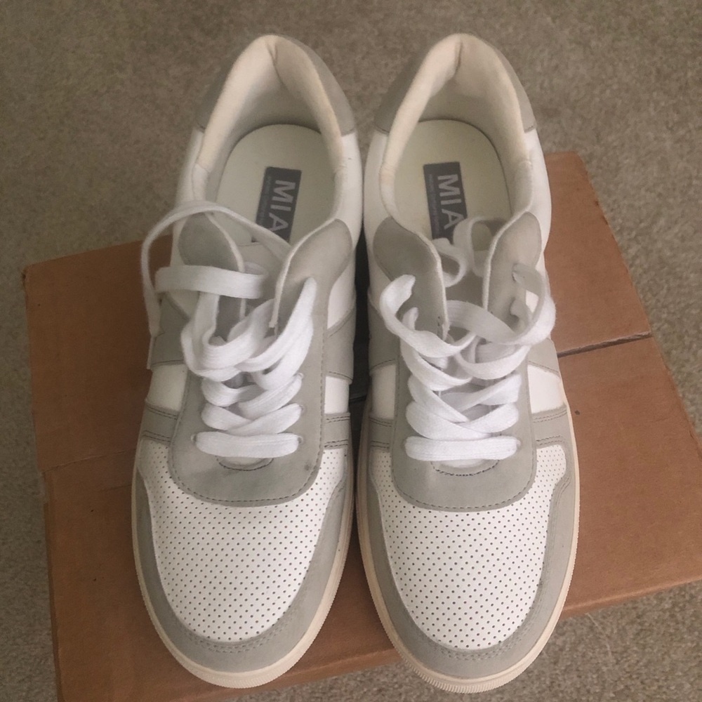 MIA White Sneakers with Light Gray Accents